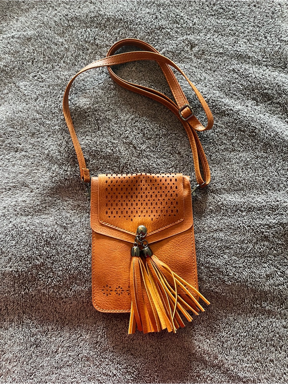 Women's Small Tassel Crossbody Bag in Brown